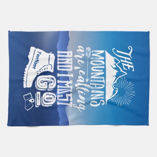 De bergen roepen moet Jouw naam Typografie gaan Theedoek (Horizontaal)