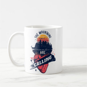 De bergen roepen, Retro kamping citaat Koffiemok