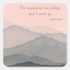 De bergen roepen Waterverf Vierkante Sticker
