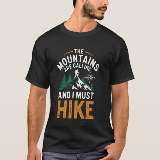 De Bergen Roken Grappig Wandelen T-shirt (Voorkant)