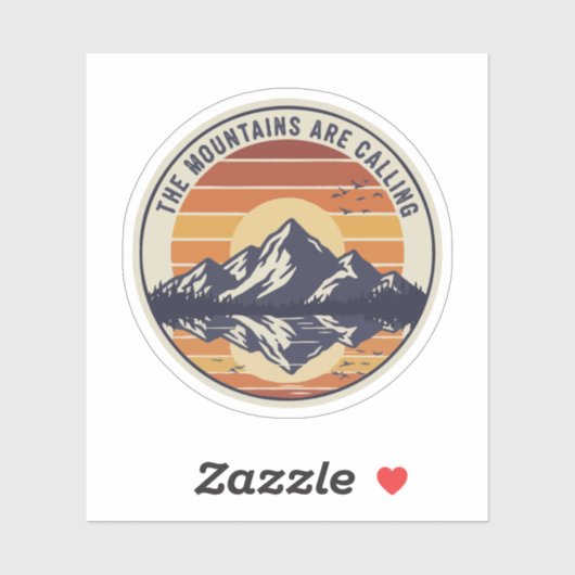De Bergen Ropen Vintage Retro Zonsondergang Sticker (Vel)