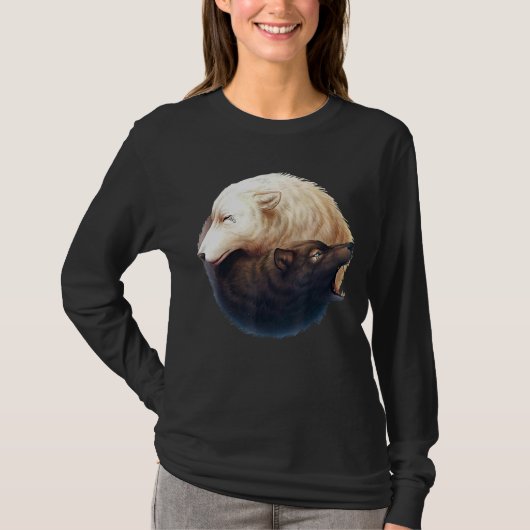 De bergen Ying Yang Wolves T-shirt (Voorkant)