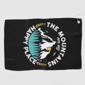 De bergen zijn mijn gelukkige plek golfhanddoek (Horizontaal)