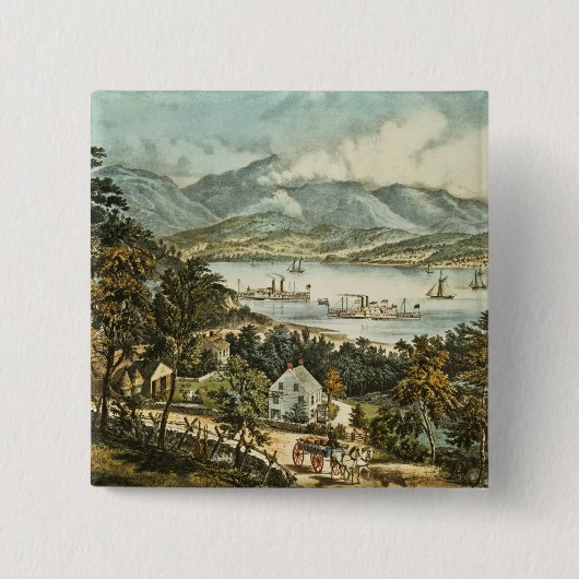 De berggebieden van de Catskills Vierkante Button 5,1 Cm (Voorkant)