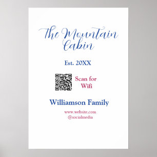 De berghut voeg familienaam Q R scan wifi Poster