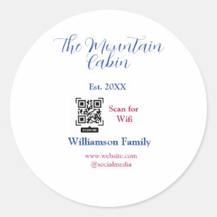 De berghut voeg familienaam Q R scan wifi Ronde Sticker