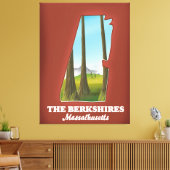 De Berkshires Massachusetts kaart Canvas Afdruk (Insitu (Woonkamer))
