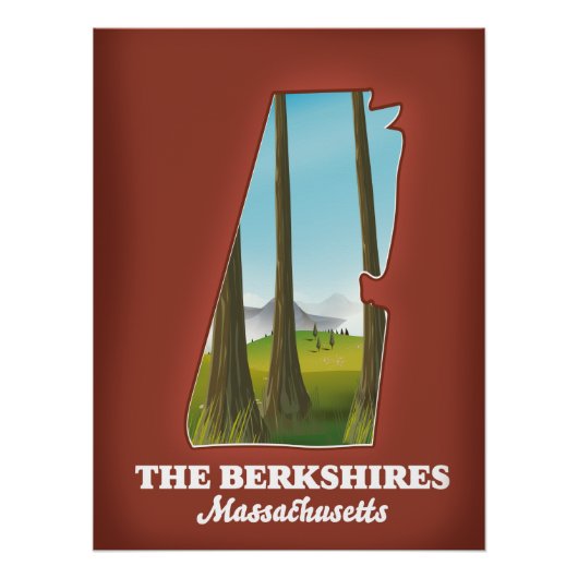 De Berkshires Massachusetts kaart Perfect Poster (Voorkant)