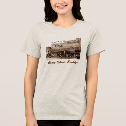 De beroemde hotdogs van Nathan Tri-Blend Shirt (Voorkant)