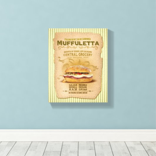 De beroemde Muffuletta sandwich Canvas Afdruk (Insitu (Houten vloer))