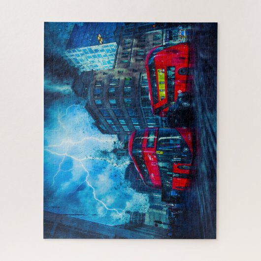 De beroemde Red London Buses. Legpuzzel (Verticaal)