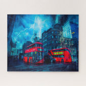 De beroemde Red London Buses. Legpuzzel (Horizontaal)