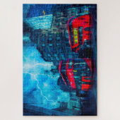 De beroemde Red London Buses. Legpuzzel (Verticaal)