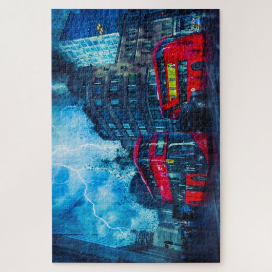 De beroemde Red London Buses. Legpuzzel (Verticaal)