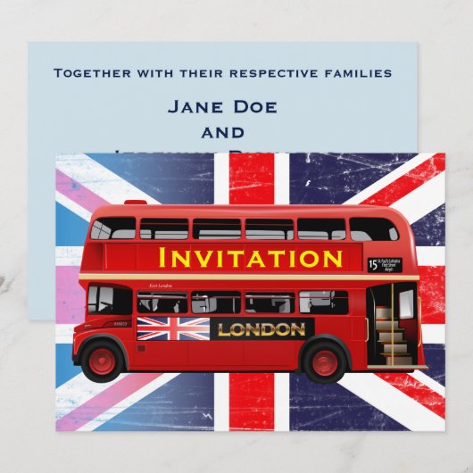 De beroemde Rode Bus van Londen Kaart (Voorkant / Achterkant)