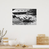 De beroemde Rode en Witte Awnings in Saratoga Race Poster (Keuken)