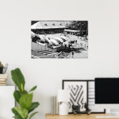 De beroemde Rode en Witte Awnings in Saratoga Race Poster (Thuiskantoor)