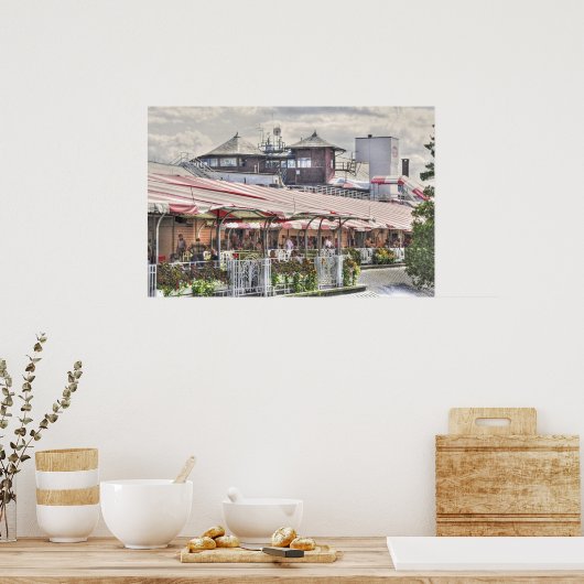 De beroemde Rode en Witte Awnings in Saratoga Race Poster (Keuken)