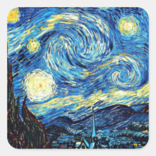 De beroemde schilderij van Van Gogh, De sterrennac Vierkante Sticker