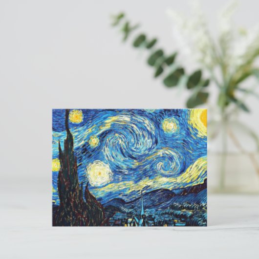 De beroemde schilderij van Van Gogh, Sterrennacht Briefkaart (Staand voorkant)