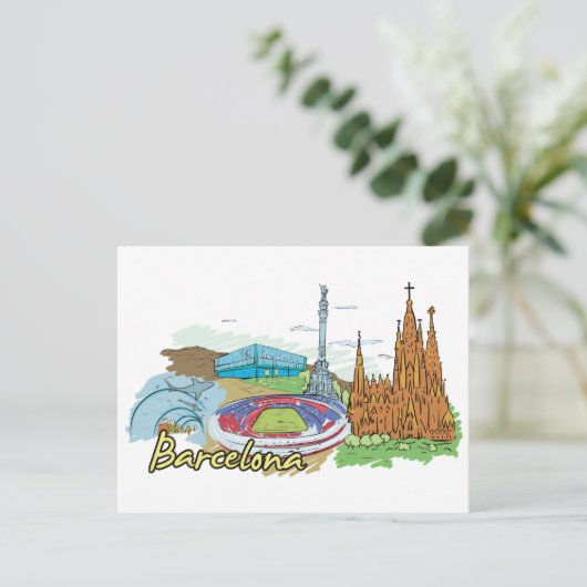 De beroemde stad Barcelona Briefkaart (Staand voorkant)