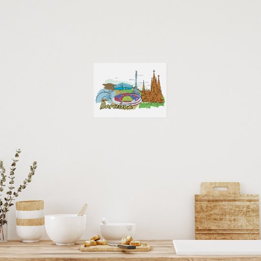De beroemde stad Barcelona Poster (Keuken)