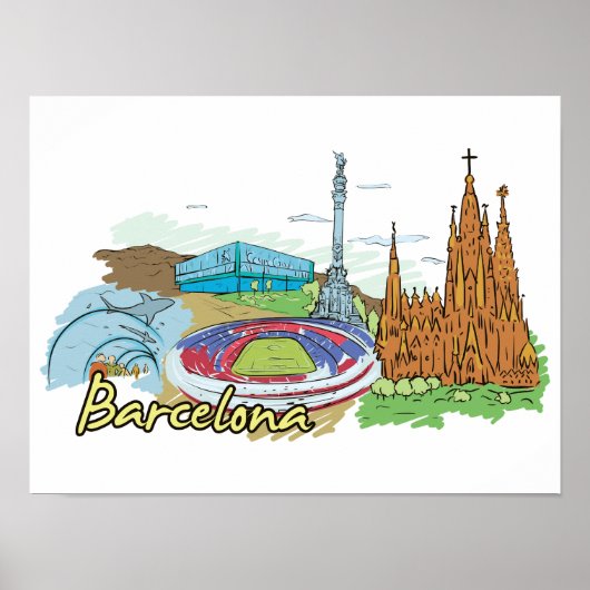 De beroemde stad Barcelona Poster (Voorkant)
