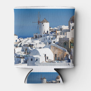 De beroemde windmolens in Oia of Santorini, Grieke Blikjeskoeler