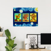 De beroemde Zonnebloemen van Van Gogh Poster (Thuiskantoor)