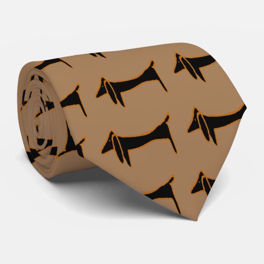De beroemde Zwarte Dachshund Stropdas (Opgerold)