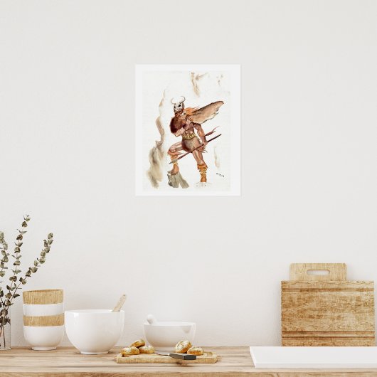 De Berserker – Waterverf van Tracy Lesch Poster (Keuken)
