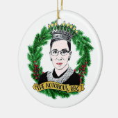 De beruchte RBG Ruth Bader Ginsburg kerst Keramisch Ornament (Links)