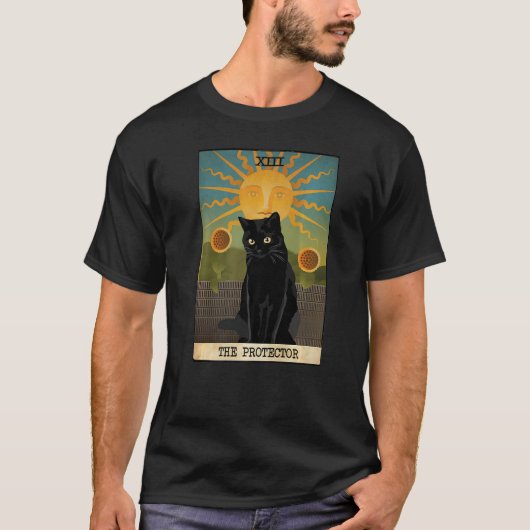 De beschermende zwarte kat van Tarot Mystical Taro T-shirt (Voorkant)
