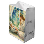 De beschermengel bidt bij de wieg van de baby medium cadeauzakje (Achterkant Gekanteld)