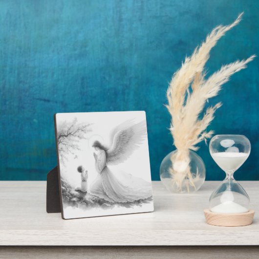 De beschermengel bidt met het kind fotoplaat (Insitu)