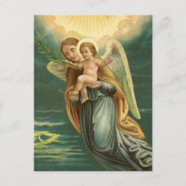 De beschermengel van Kerstmis en Baby Jezus Feestdagenkaart