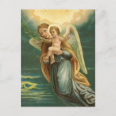 De beschermengel van Kerstmis en Baby Jezus Feestdagenkaart (Voorkant)