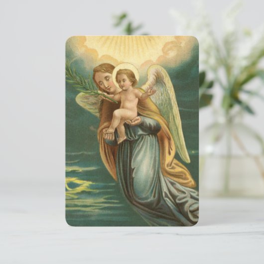 De beschermengel van Kerstmis en Baby Jezus Kaart (Staand voorkant)