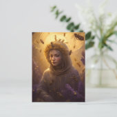 De beschermer van de Honey Bee Blond Woman Briefkaart (Staand voorkant)