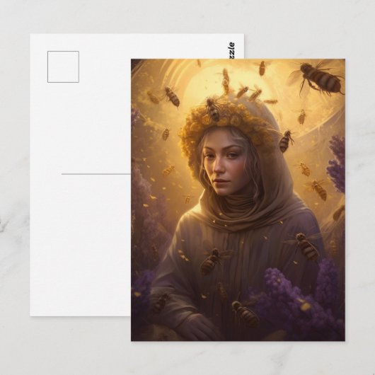De beschermer van de Honey Bee Blond Woman Briefkaart (Voorkant / Achterkant)
