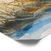 De besneeuwde Havel met Willowtree. Waterverf Poster (Hoek)