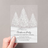 De besneeuwde winterse kerstscène van Silver Tree Acryl Uitnodigingen (Insitu (Draagbaar))