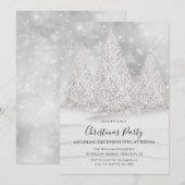 De besneeuwde winterse kerstscène van Silver Tree Kaart (Voorkant / Achterkant)