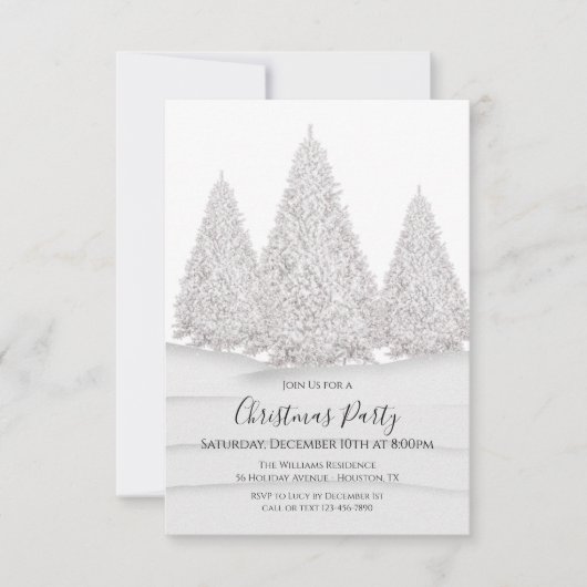 De besneeuwde winterse kerstscène van Silver Tree Kaart (Voorkant)