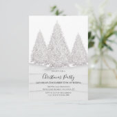 De besneeuwde winterse kerstscène van Silver Tree Kaart (Staand voorkant)