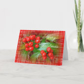 De Bessen van de kamperfoelie op Katoenen Doek Feestdagen Kaart (Voorkant)