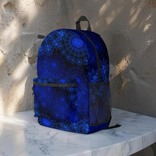 De bessenblauwe sprankelende bloemkunst bedrukte rugzak