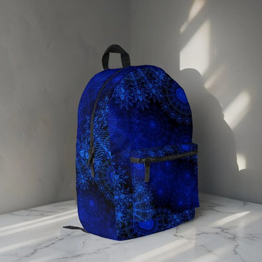 De bessenblauwe sprankelende bloemkunst bedrukte rugzak