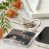 De beste aanpasbare foto van opa op wereldschaal U Sleutelhanger (Voorkant Rechts)