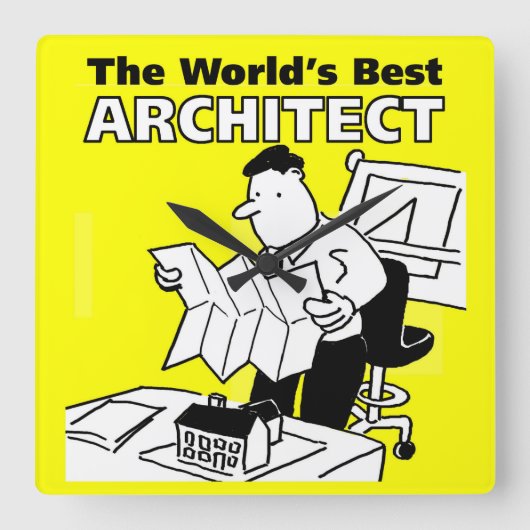 De Beste Architect Ter Wereld Vierkante Klok (Voorkant)